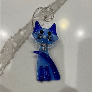 Blue Glass Cat Sun Catcher